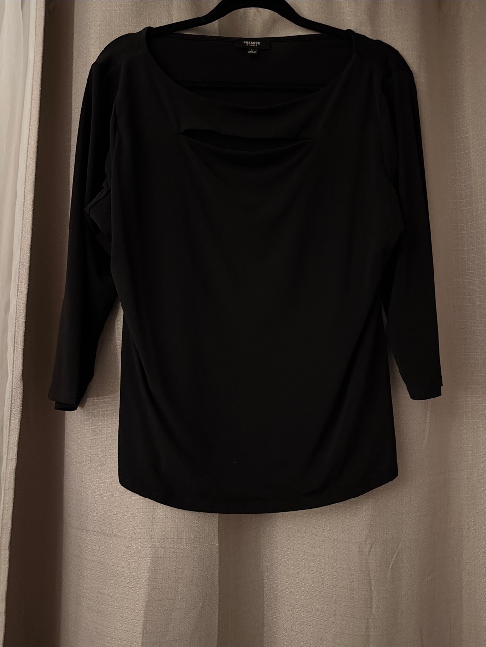 Black Draped Neckline With Cutout Women’s Top